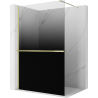 Mexen Kioto+ paroi de douche avec étagère Walk-in 90 x 200 cm, ombre noire 8 mm, or - 800-090-121-50-76