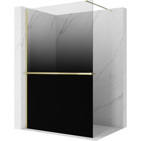 Mexen Kioto+ paroi de douche avec étagère Walk-in 100 x 200 cm, ombre noire 8 mm, dorée - 800-100-121-50-76