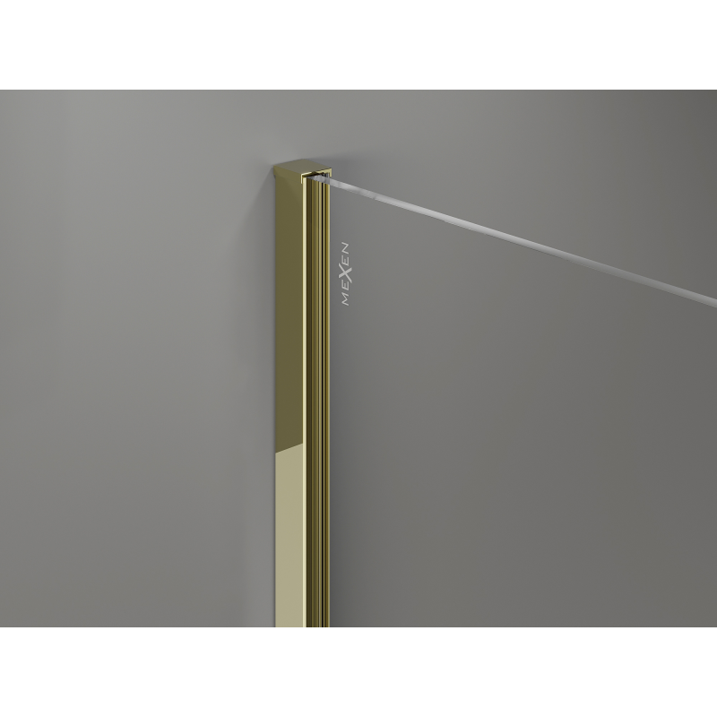 Mexen Kioto+ paroi de douche avec étagère Walk-in 140 x 200 cm, ombrée noire 8 mm, dorée - 800-140-121-50-76