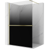 Mexen Kioto+ paroi de douche avec étagère Walk-in 100 x 200 cm, ombre noire 8 mm, or brossé - 800-100-121-55-76