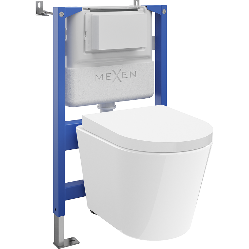 Mexen Rico ensemble encastré WC châssis pneumatique Tex Air XS-F avec cuvette WC et abattant à descente ralentie, blanc