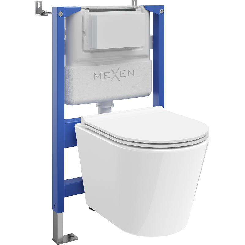 Mexen Rico ensemble WC encastré châssis pneumatique Tex Air XS-F avec cuvette WC Tornado et abattant à fermeture lente, blanc