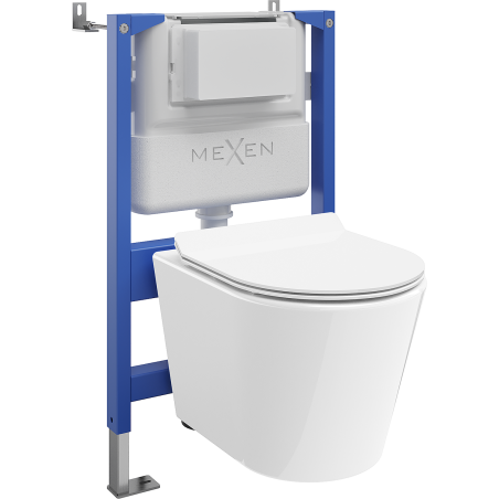 Mexen Rico ensemble encastré WC châssis pneumatique Tex Air XS-F avec cuvette WC et abattant à descente progressive, blanc