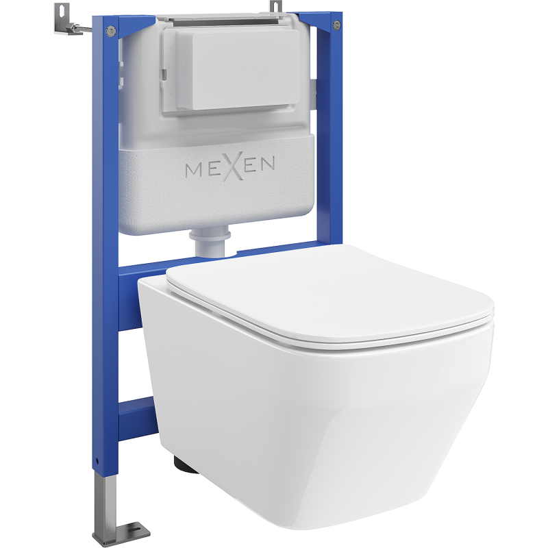 Mexen Riva ensemble encastré WC châssis pneumatique Tex Air XS-F avec cuvette WC Tornado et abattant à descente lente, blanc