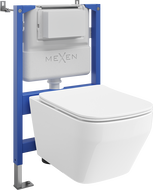 Mexen Riva ensemble encastré WC châssis pneumatique Tex Air XS-F avec cuvette WC Tornado et abattant à descente lente, blanc
