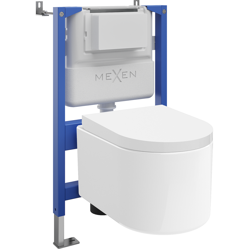 Mexen Sofia ensemble WC encastré support pneumatique Tex Air XS-F avec cuvette WC et abattant à descente progressive, blanc