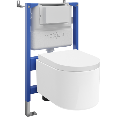 Mexen Sofia ensemble WC encastré support pneumatique Tex Air XS-F avec cuvette WC et abattant à descente progressive, blanc