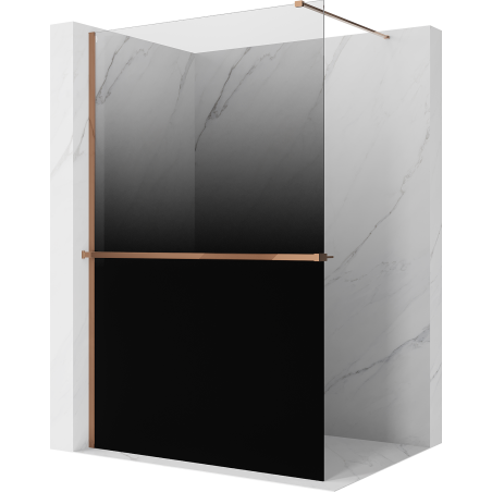 Mexen Kioto+ paroi de douche avec étagère Walk-in 100 x 200 cm, ombre noire 8 mm, or rose - 800-100-121-60-76