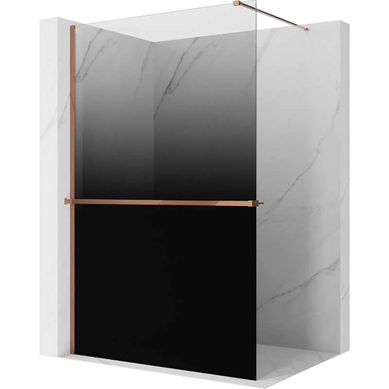 Mexen Kioto+ Paroi de douche avec étagère Walk-in 110 x 200 cm, ombre noire 8 mm, or rose - 800-110-121-60-76