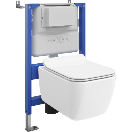 Mexen Stella ensemble encastré WC châssis pneumatique Tex Air XS-F avec cuvette WC et abattant à fermeture lente, blanc
