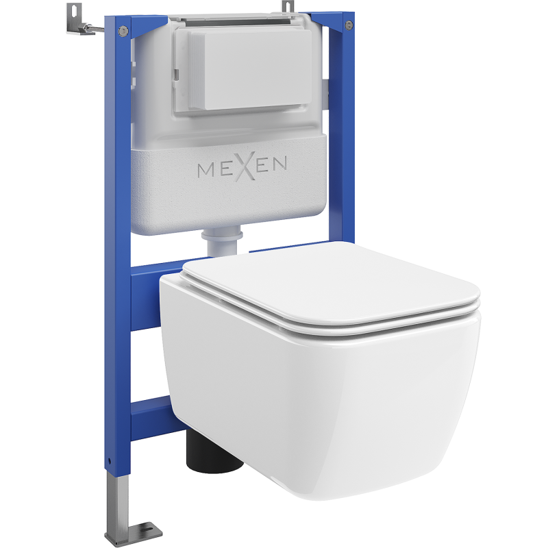 Mexen Stella ensemble WC encastré bâti-support pneumatique Tex Air XS-F avec cuvette WC et abattant à descente progressive,