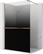 Mexen Kioto+ paroi de douche avec étagère Walk-in 70 x 200 cm, ombrée noire 8 mm, cuivre brossé - 800-070-121-65-76
