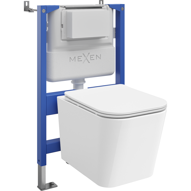Mexen Teo ensemble encastré WC cadre pneumatique Tex Air XS-F avec cuvette WC et abattant à descente lente, blanc