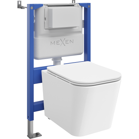 Mexen Teo ensemble encastré WC cadre pneumatique Tex Air XS-F avec cuvette WC et abattant à descente lente, blanc