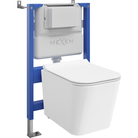 Mexen Teo ensemble encastré WC cadre pneumatique Tex Air XS-F avec cuvette WC et abattant à descente progressive, blanc