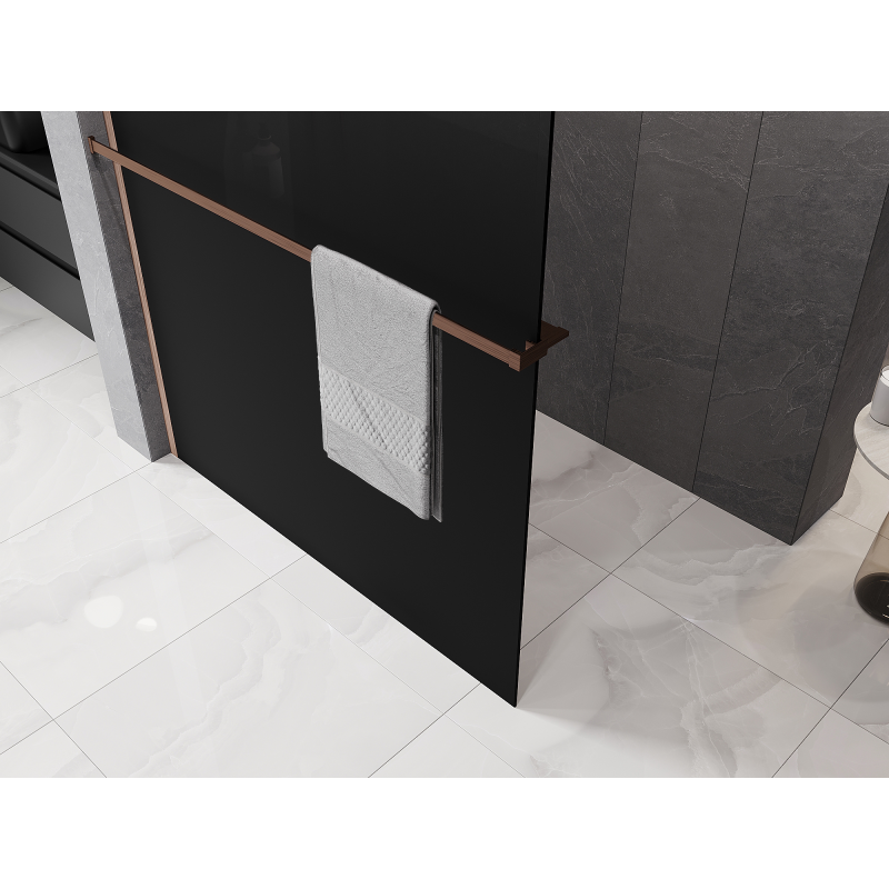Mexen Kioto+ paroi de douche avec étagère Walk-in 80 x 200 cm, ombre noire 8 mm, cuivre brossé - 800-080-121-65-76