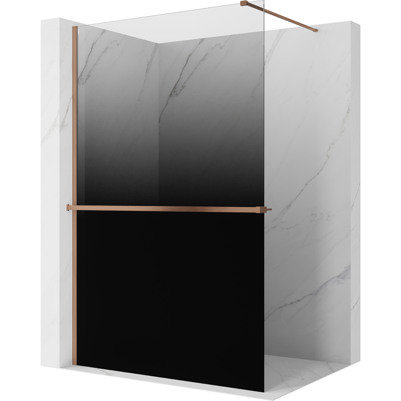 Mexen Kioto+ paroi de douche avec étagère Walk-in 80 x 200 cm, ombre noire 8 mm, cuivre brossé - 800-080-121-65-76