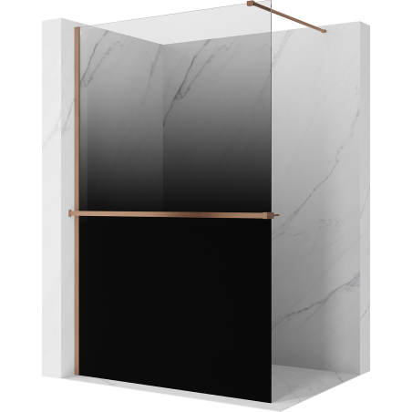 Mexen Kioto+ paroi de douche avec étagère Walk-in 80 x 200 cm, ombre noire 8 mm, cuivre brossé - 800-080-121-65-76