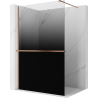 Mexen Kioto+ paroi de douche avec étagère Walk-in 140 x 200 cm, ombrée noire 8 mm, cuivre brossé - 800-140-121-65-76