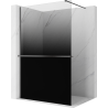 Mexen Kioto+ paroi de douche avec étagère Walk-in 140 x 200 cm, ombre noire 8 mm, gris canon brossé - 800-140-121-66-76