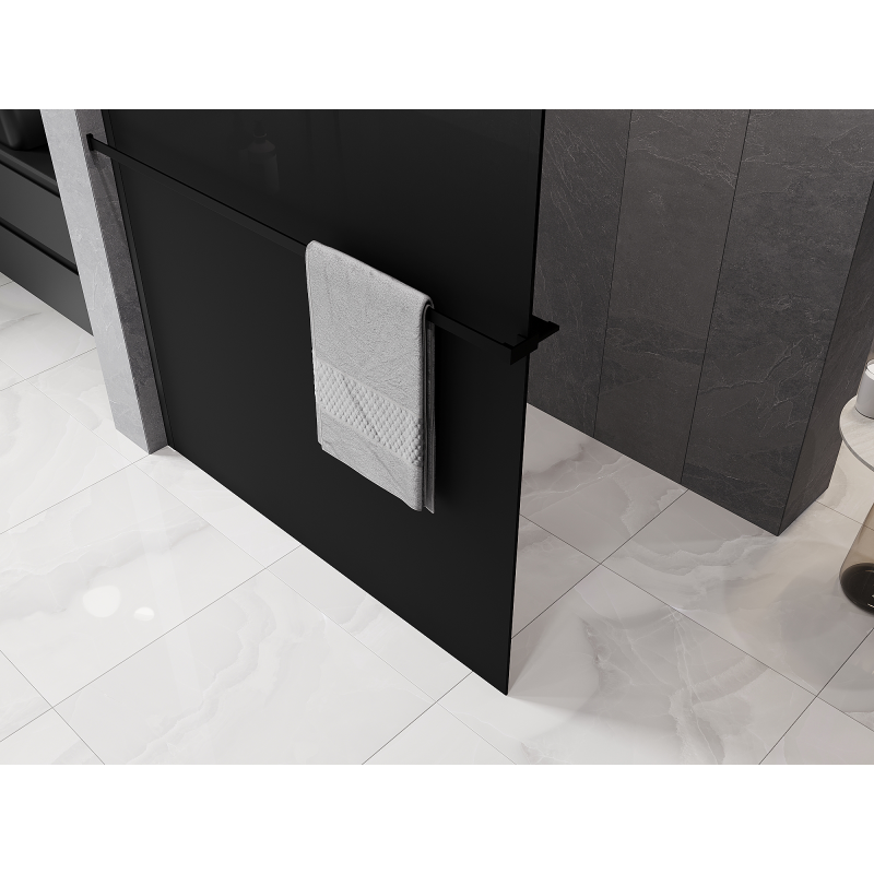 Mexen Kioto+ paroi de douche avec étagère Walk-in 90 x 200 cm, ombre noire 8 mm, noire - 800-090-121-70-76