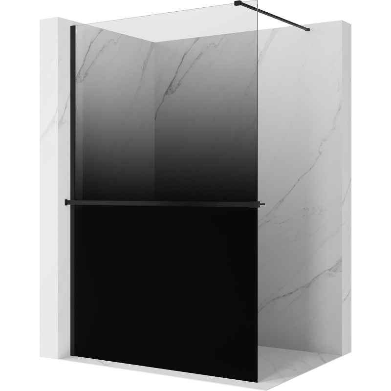 Mexen Kioto+ paroi de douche avec étagère Walk-in 100 x 200 cm, ombre noire 8 mm, noire - 800-100-121-70-76