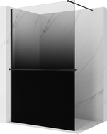 Mexen Kioto+ paroi de douche avec étagère Walk-in 100 x 200 cm, ombre noire 8 mm, noire - 800-100-121-70-76