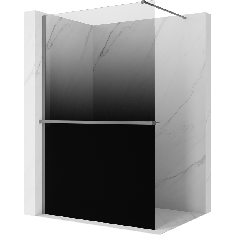 Mexen Kioto+ paroi de douche avec étagère Walk-in 80 x 200 cm, ombre noire 8 mm, métal canon - 800-080-121-95-76