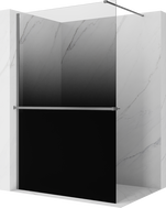 Mexen Kioto+ paroi de douche avec étagère Walk-in 140 x 200 cm, ombre noire 8 mm, gun metal - 800-140-121-95-76