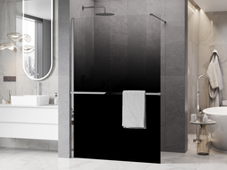 Mexen Kioto+ paroi de douche avec étagère Walk-in 150 x 200 cm, ombre noire 8 mm, chrome - 800-150-121-01-76