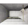 Mexen Kioto+ paroi de douche avec étagère Walk-in 90 x 200 cm, ombre noire 8 mm, or - 800-090-121-50-76