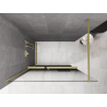 Mexen Kioto+ paroi de douche avec étagère Walk-in 90 x 200 cm, ombre noire 8 mm, dorée brossée - 800-090-121-55-76