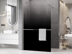 Mexen Kioto+ paroi de douche avec étagère Walk-in 80 x 200 cm, ombre noire 8 mm, nickel brossé - 800-080-121-97-76