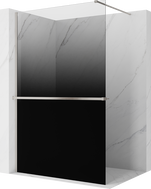 Mexen Kioto+ paroi de douche avec étagère Walk-in 100 x 200 cm, ombrée noire 8 mm, nickel brossé - 800-100-121-97-76