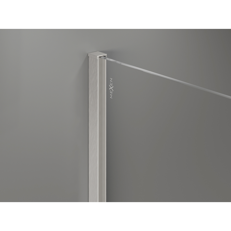 Mexen Kioto+ paroi de douche avec étagère Walk-in 150 x 200 cm, ombre noire 8 mm, nickel brossé - 800-150-121-97-76