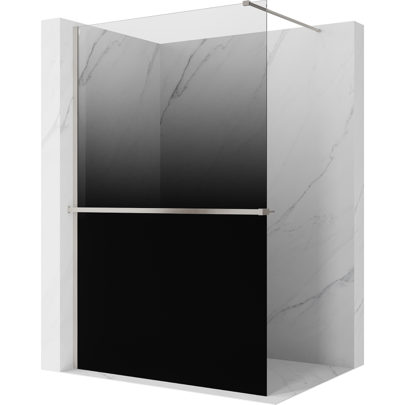 Mexen Kioto+ paroi de douche avec étagère Walk-in 150 x 200 cm, ombre noire 8 mm, nickel brossé - 800-150-121-97-76