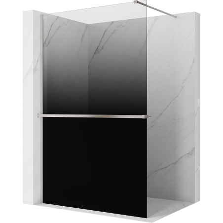 Mexen Kioto+ paroi de douche avec étagère Walk-in 150 x 200 cm, ombre noire 8 mm, nickel brossé - 800-150-121-97-76