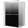Mexen Kioto+ paroi de douche avec étagère Walk-in 150 x 200 cm, ombre noire 8 mm, nickel brossé - 800-150-121-97-76