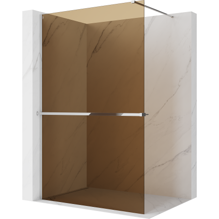 Mexen Kioto+ paroi de douche avec étagère Walk-in 120 x 200 cm, bronze 8 mm, chrome - 800-120-121-01-32