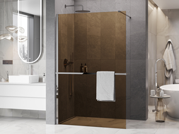 Mexen Kioto+ paroi de douche avec étagère Walk-in 130 x 200 cm, bronze 8 mm, chromé - 800-130-121-01-32