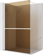 Mexen Kioto+ paroi de douche avec étagère Walk-in 110 x 200 cm, bronze 8 mm, blanc - 800-110-121-20-32