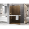 Mexen Kioto+ paroi de douche avec étagère Walk-in 140 x 200 cm, bronze 8 mm, blanc - 800-140-121-20-32