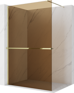 Mexen Kioto+ paroi de douche avec étagère Walk-in 80 x 200 cm, bronze 8 mm, or - 800-080-121-50-32