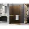 Mexen Kioto+ paroi de douche avec étagère Walk-in 100 x 200 cm, bronze 8 mm, or brossé - 800-100-121-55-32