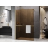 Mexen Kioto+ paroi de douche avec étagère Walk-in 140 x 200 cm, bronze 8 mm, or brossé - 800-140-121-55-32