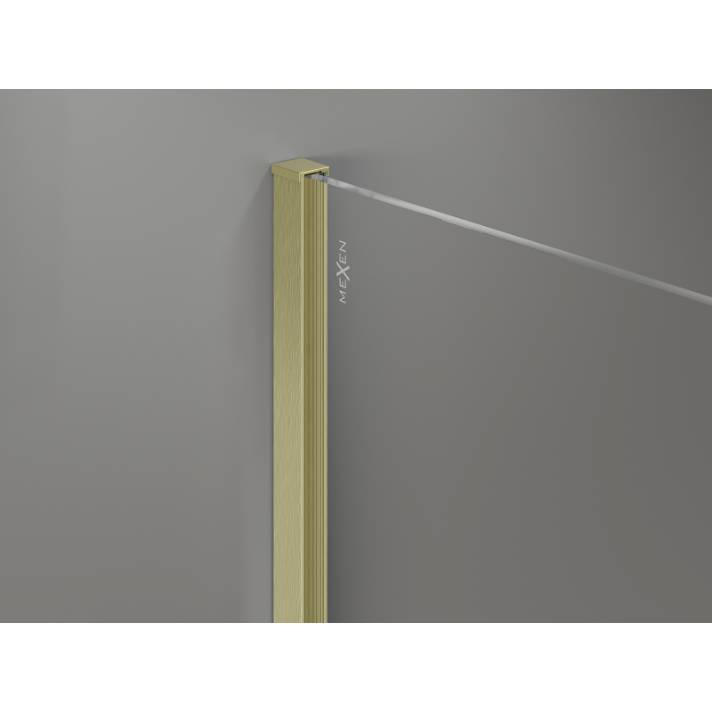 Mexen Kioto+ paroi de douche avec étagère Walk-in 140 x 200 cm, bronze 8 mm, or brossé - 800-140-121-55-32