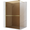 Mexen Kioto+ paroi de douche avec étagère Walk-in 140 x 200 cm, bronze 8 mm, or brossé - 800-140-121-55-32