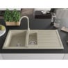Mexen Andres évier en granit 1,5 cuves avec égouttoir et robinet de cuisine Telma, beige - 6515-69-670200-69