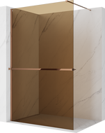 Mexen Kioto+ paroi de douche avec étagère Walk-in 80 x 200 cm, bronze 8 mm, or rose - 800-080-121-60-32