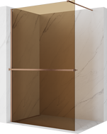 Mexen Kioto+ paroi de douche avec étagère Walk-in 140 x 200 cm, bronze 8 mm, cuivre brossé - 800-140-121-65-32